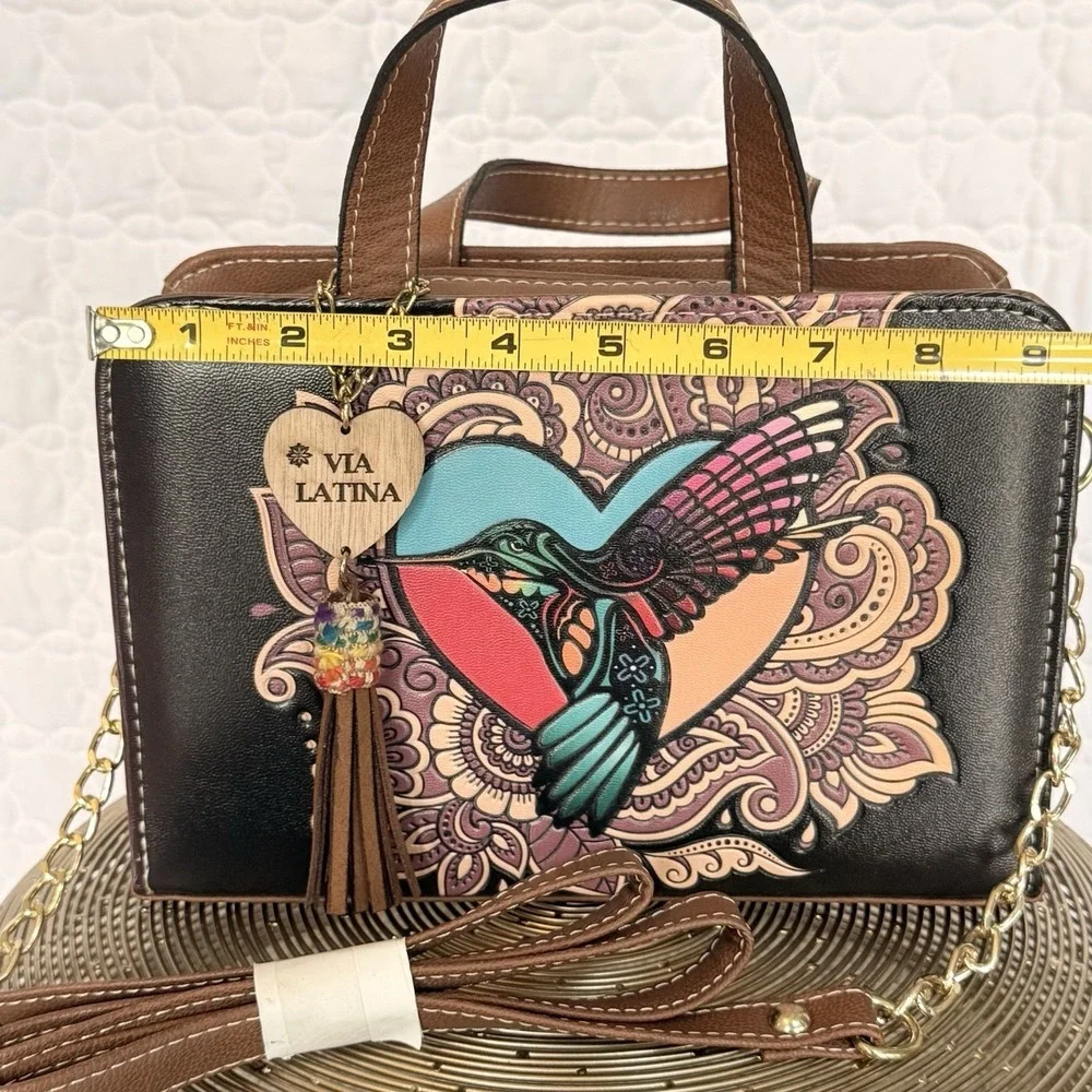 Via Latina Artisanal NWOT Leather Purse Gold‎ Hardware Structured Shoulder Bag